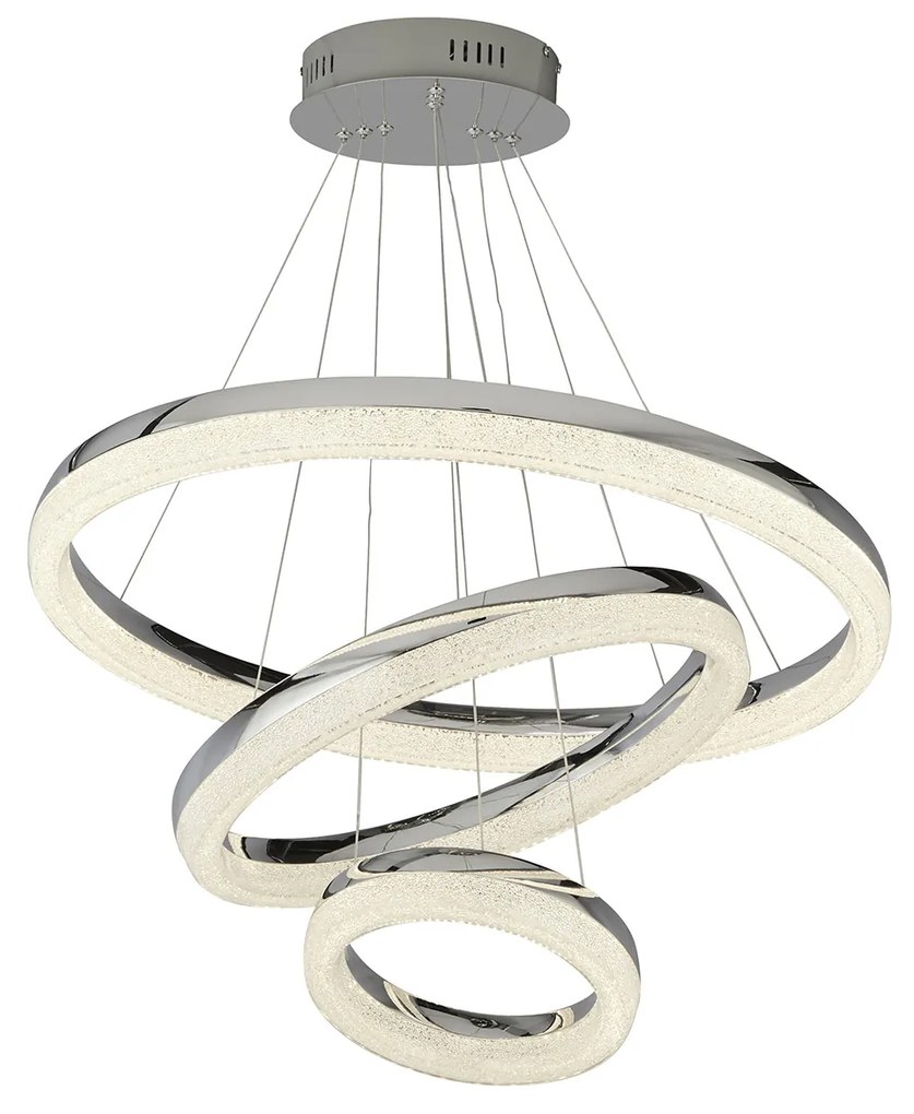 Lampadario Moderno Circle Acciaio Grigio Policarbonato Trasparente Led 43 4000K