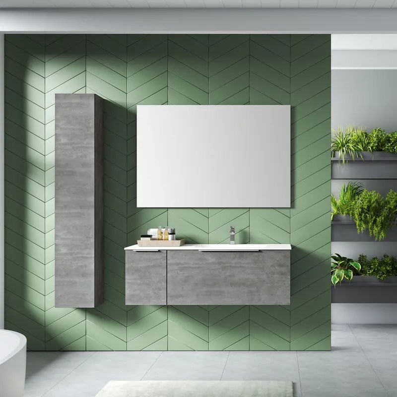 Mobile sottolavabo e lavabo Portland vasca a dx per vasca a destra cemento L 120 cm