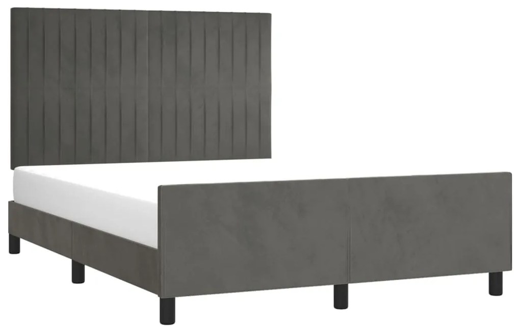 Giroletto con testiera grigio scuro 140x190 cm in velluto
