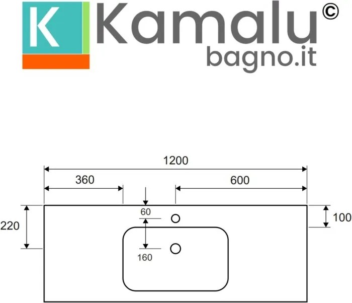 Mobile sospeso 120 cm struttura metallica e ripiano SOP-120 - KAMALU