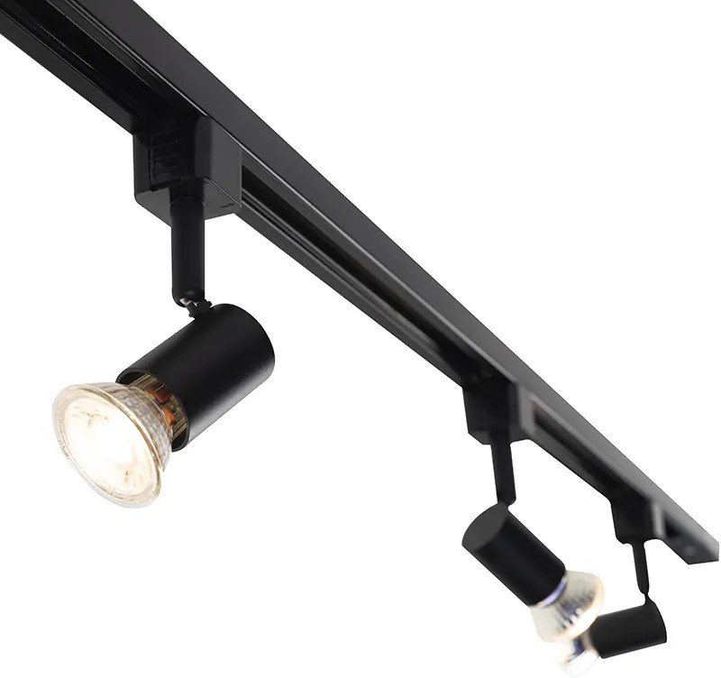 Sistema di illuminazione a binario moderno con 3 faretti nero 1 fase - Iconic Jeany