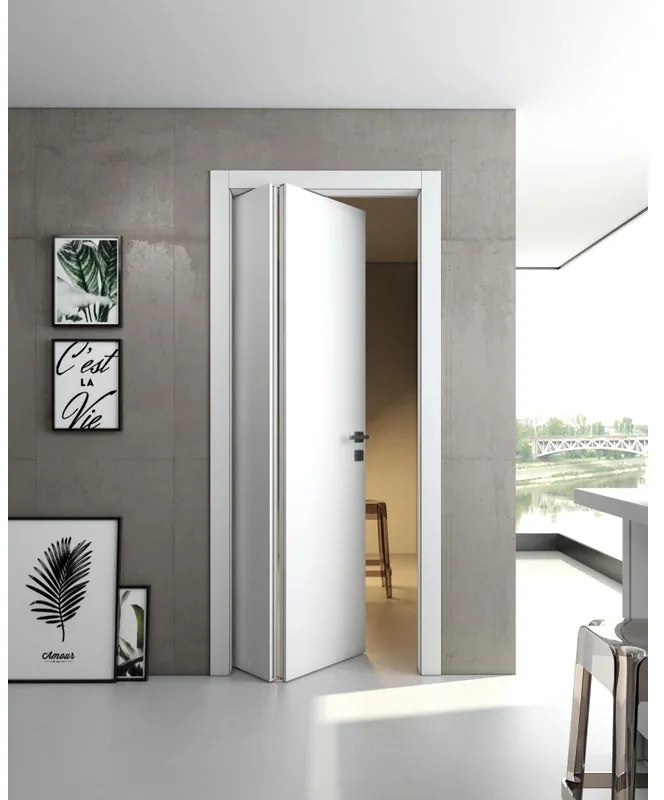 Porta pieghevole a libro asimmetrica Pisa bianco L 80 x H 210 cm sinistra
