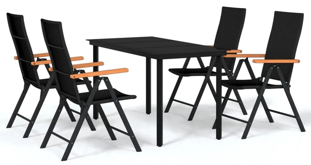 Set da pranzo da giardino 5 pz nero