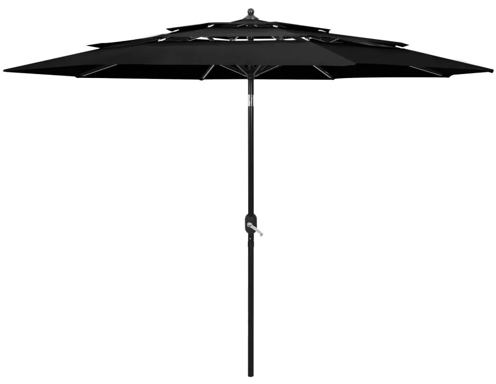 Ombrellone A Sbalzo 3 Livelli Palo Alluminio 3 M Nero /