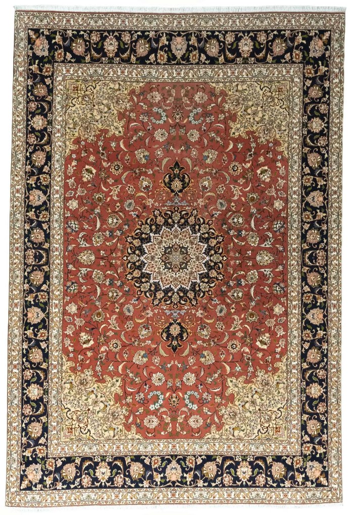 Tabriz Tappeto 200 x 300 Rosso (Iran) Annodato A Mano