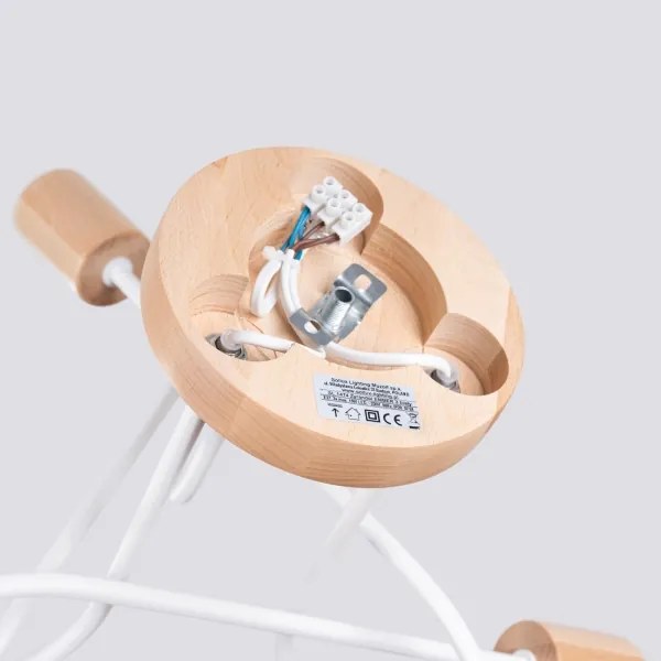 Sollux SL.1474 - Lampadario a plafone EMBER 3xE27/15W/230V bianco/beige/faggio