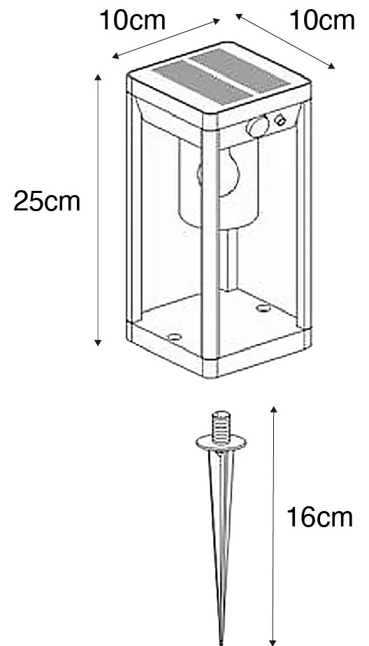 Lampada da terra da esterno grigio scuro 25 cm con luce dimmerabile e sensore solare - Sonne