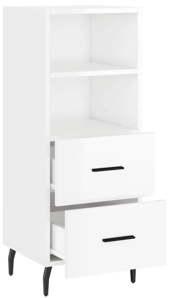 Credenza Bianco Lucido 34,5x34x90 cm in Legno Multistrato