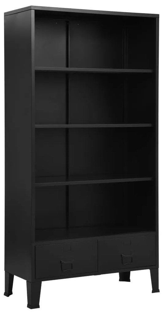 Libreria industriale nera 90x40x180 cm in acciaio