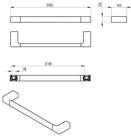 Gedy - Appendiabiti da parete PIRENEI 6,6x35 cm cromo lucido