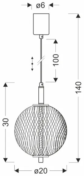 Lampada a sospensione LED su cavo PUMA LED/10W/230V Ø 20 cm, nera