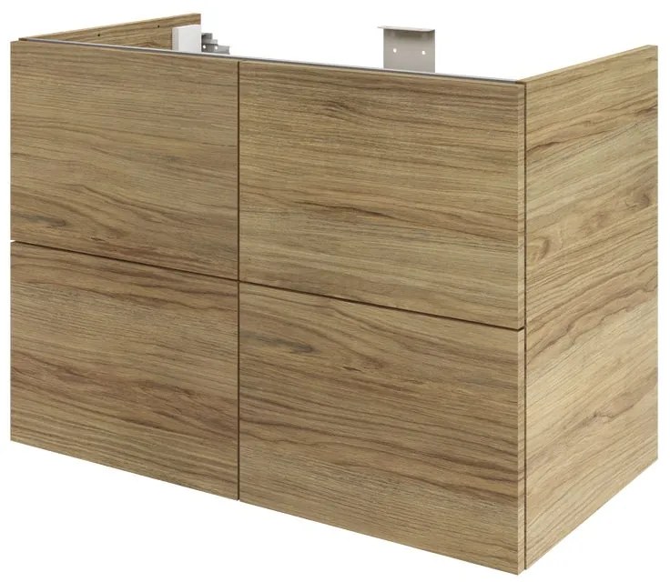 Mobile da bagno sotto lavabo SENSEA Neo rovere lucido L 90 x H 64 x P 48 cm 4 cassetti, lavabo non incluso