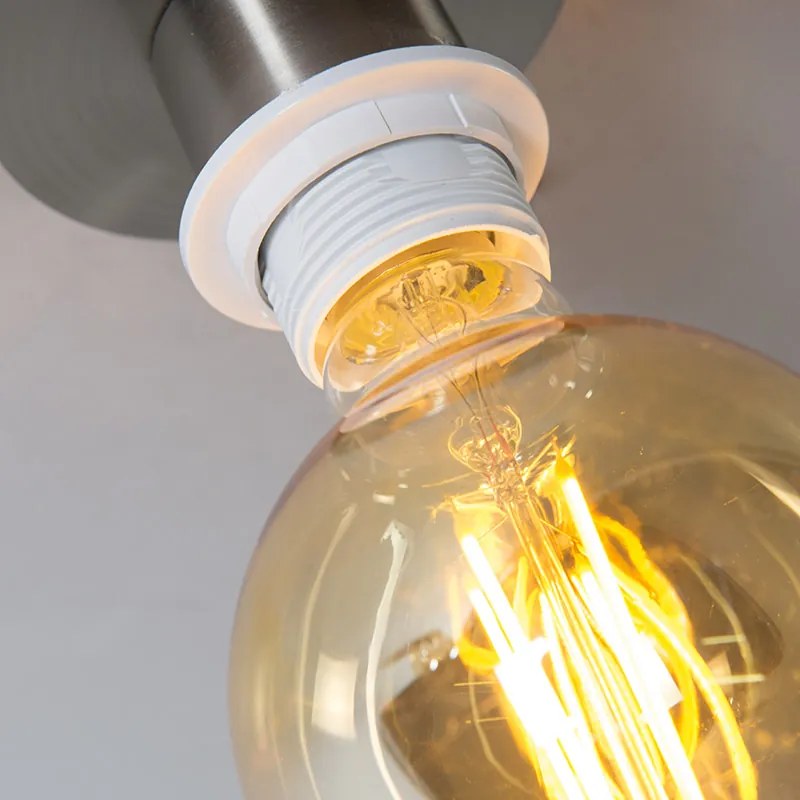 Plafoniera moderna in acciaio con paralume bianco 45 cm - Combi