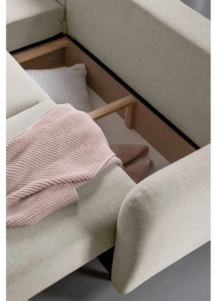 Divano letto angolare beige, angolo sinistro Scandic Lagom - Miuform