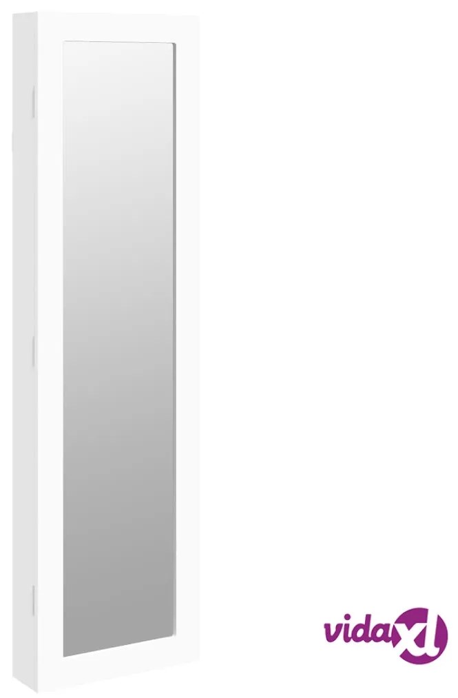 vidaXL Armadio Portagioie con Specchio a Muro Bianco 30x8,5x106 cm