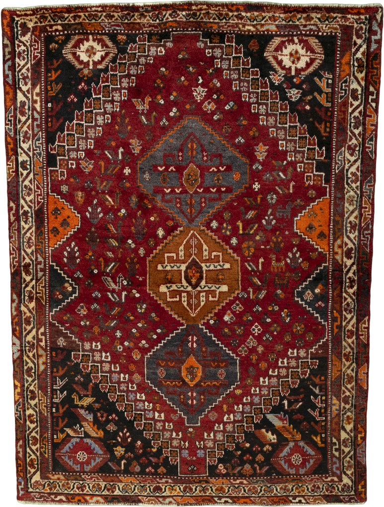 Shiraz Tappeto persiano 120x170 Rosso (Iran) Annodato A Mano