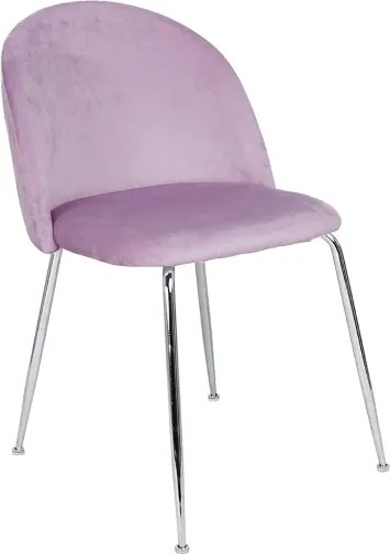 Sedia da pranzo in velluto Glicine con gambe in metallo Cromo - PARIS 2 sedie