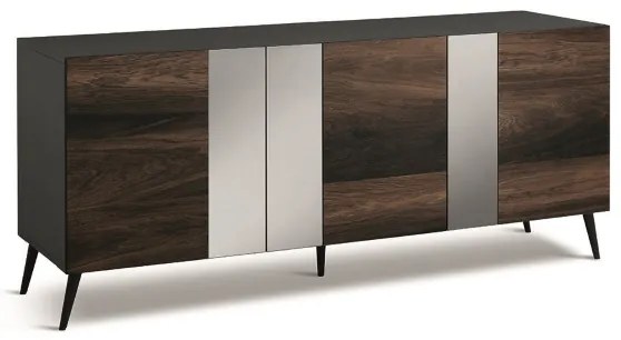 Madia 180 cm in legno Rovere Termico 3 ante con specchio 5 piedini - ROMEO