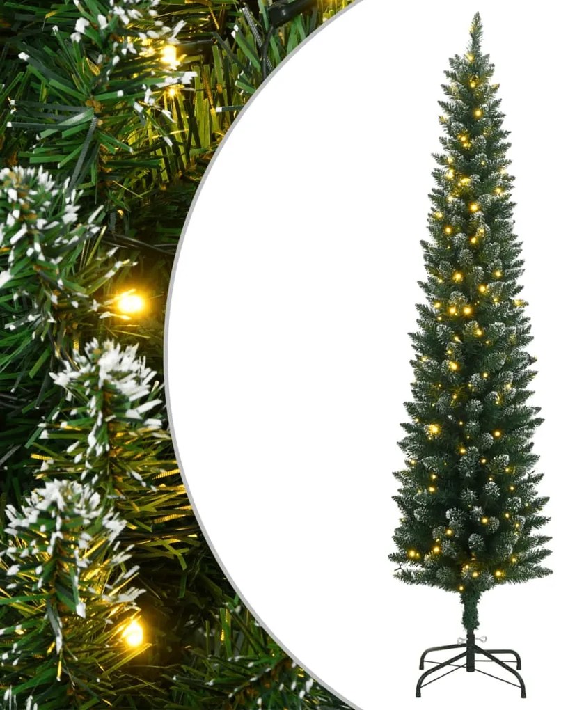 Albero di Natale Artificiale Sottile con LED, Albero di Natale Artificiale Sottile 300 LED 240 cm