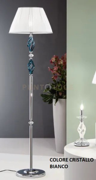 Piantana 1306 1 luce bianco e cromo attacco e27 h.151+26cm
