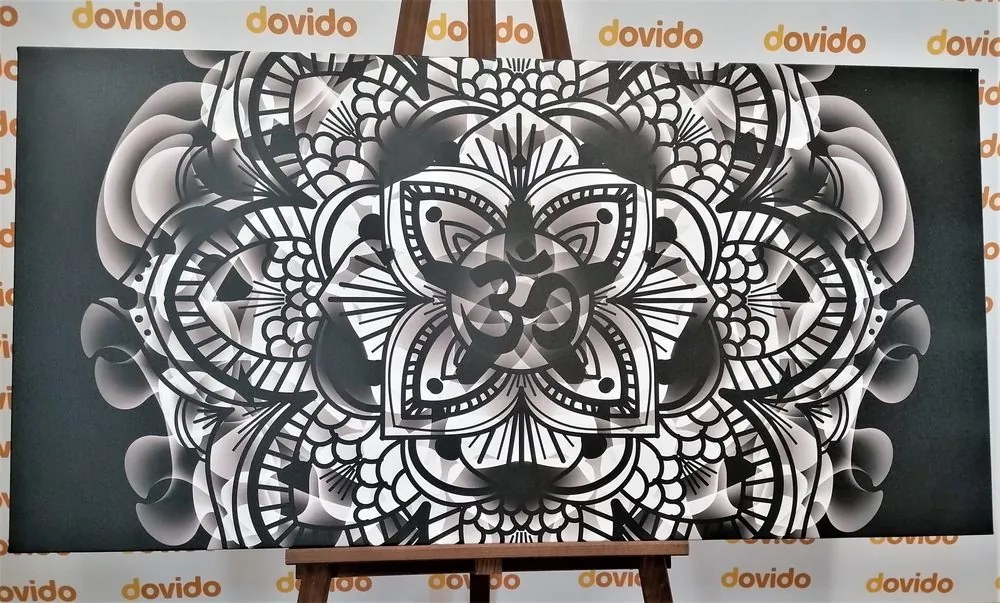 Quadro su tela – Mandala della salute in bianco e nero