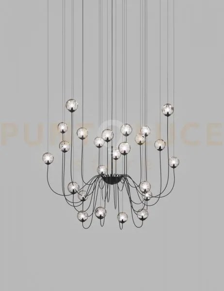 Puppet sospensione 24p fume' trasparente nero opaco 24 luci attacco g9