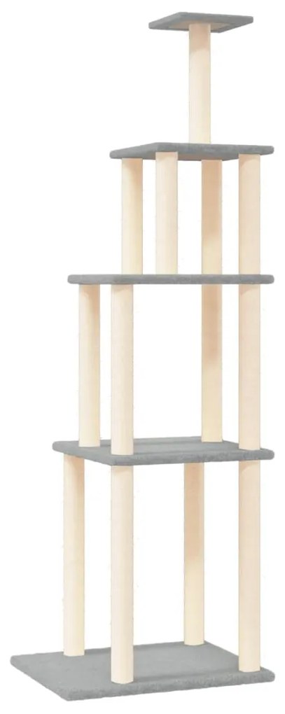 Albero per gatti con tiragraffi in sisal grigio chiaro 183 cm