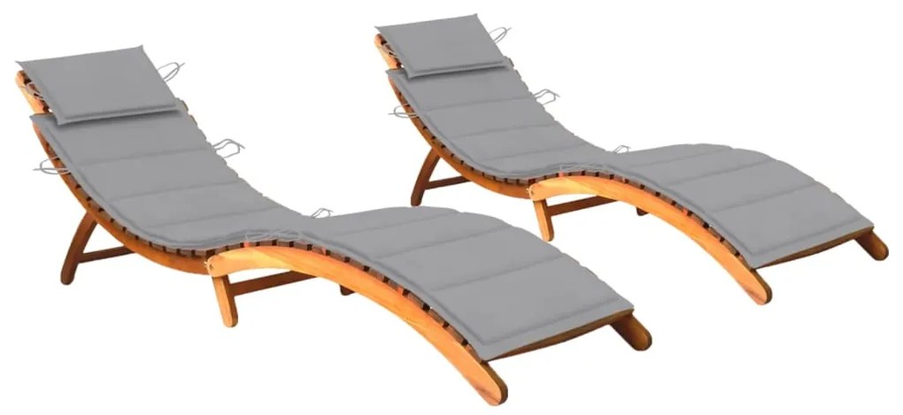 Lettini Prendisole 2 Pz Con Cuscini İn Legno Massello Dacacia /
