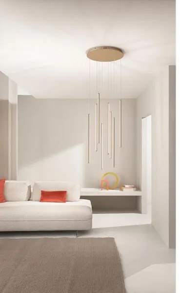 Lampadario sospeso a 8 elementi pendenti genius oro so.genius-5o-oro