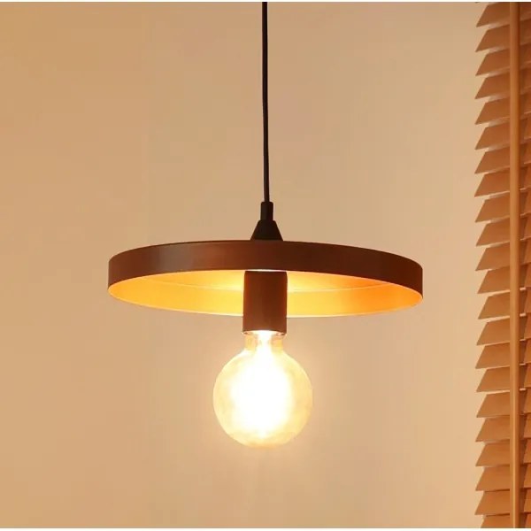 Duolla - Lampadario a sospensione con cavo IRONLINE 1x E27/15W/230V Ø 30 cm ramato/nero