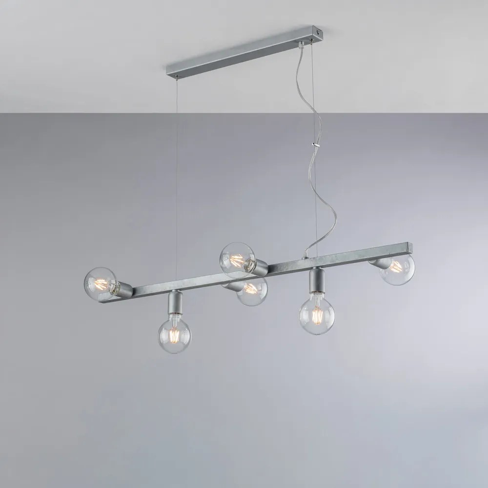 Lampadario Contemporaneo Fabian Argento 6 Luci E27