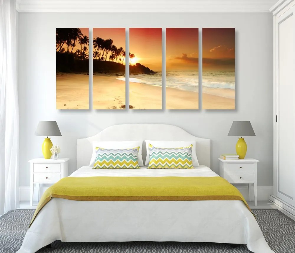 Quadri 5 pezzi – Tramonto in Sri Lanka