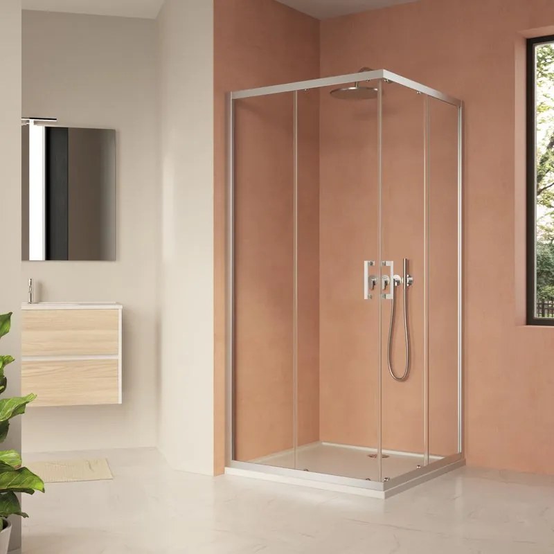 Lato per box doccia angolare scorrevole Era H 200 x L 73-76 cm, sp 6 mm cromo trasparente