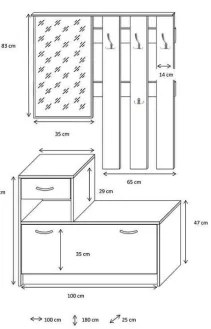 Mobile Ingresso 100 Cm Con Scarpiera Appendiabiti E Specchio Rudolf Bianco Anticato