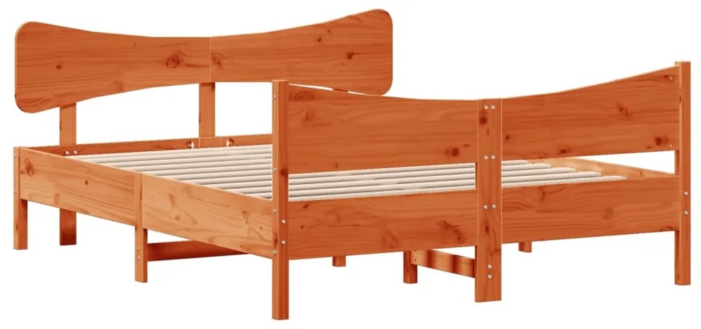 Giroletto con testiera marrone cera 140x190 cm massello pino
