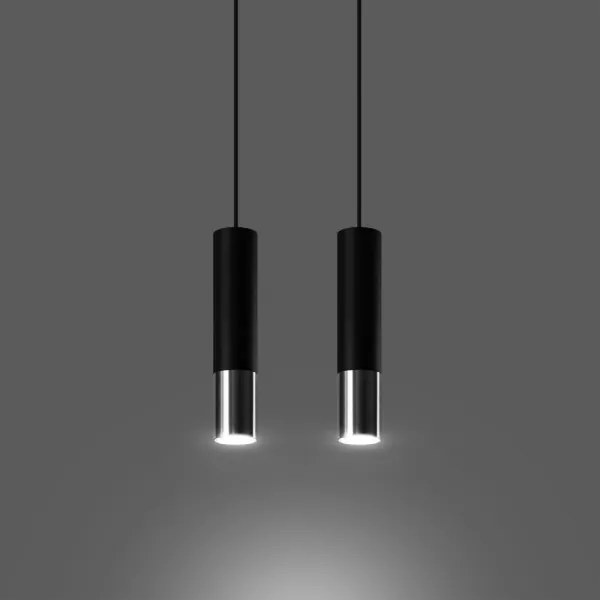 Sollux SL.0941 - Lampadario a sospensione con filo LOOPEZ 2xGU10/10W/230V nero/cromo