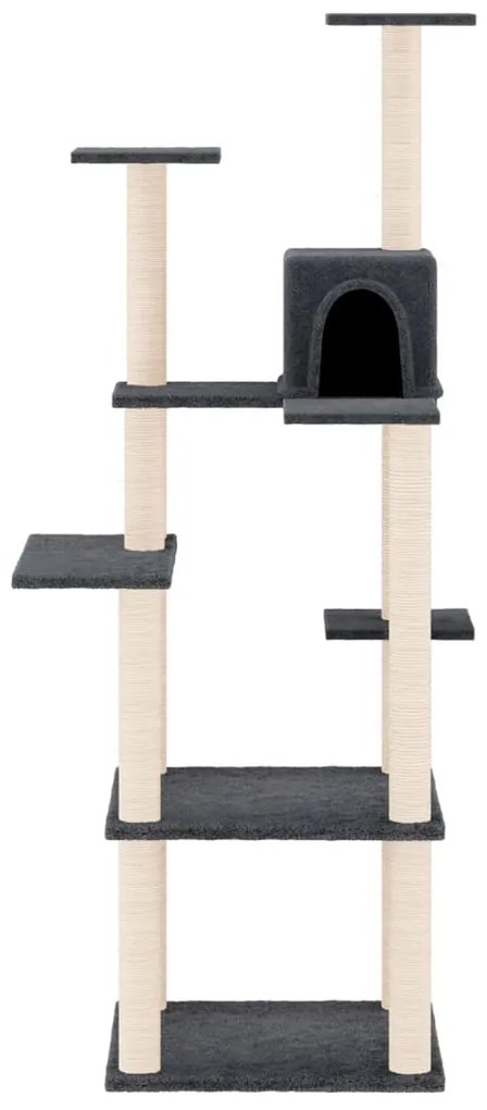 Albero per gatti con tiragraffi in sisal grigio scuro 153 cm
