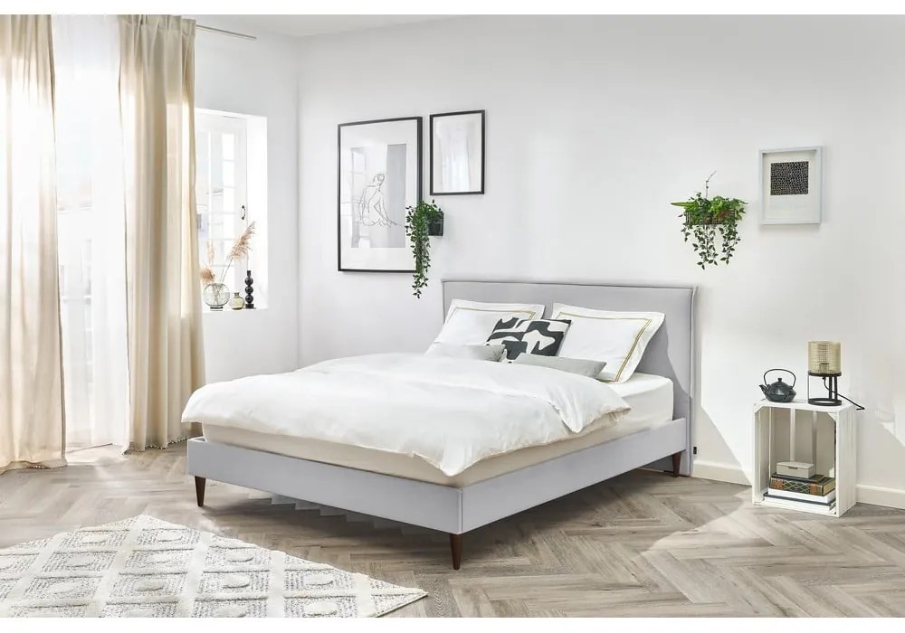 Letto matrimoniale imbottito grigio chiaro con griglia 180x200 cm Sary - Bobochic Paris