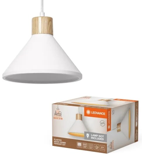 Ledvance - Lampadario a sospensione con filo DECOR PLASTER 1xE27/25W/230V diametro 22 cm gesso bianco