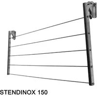 STENDINOX 150 cm Stendibiancheria da Esterno da Parete Stendino Balcone Stendi Biancheria in Acciaio Inox Retrattile Anti-Ruggine Anti-Corrosione Resistente Fino a 40 kg Pieghevole Salvaspazio
