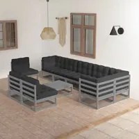 Set Divani da Giardino 10 pz con Cuscini Legno Massello Pino cod mxl 43130