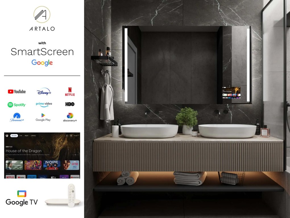 SMART specchio con luminazione M4 + SmartScreen with Google TV