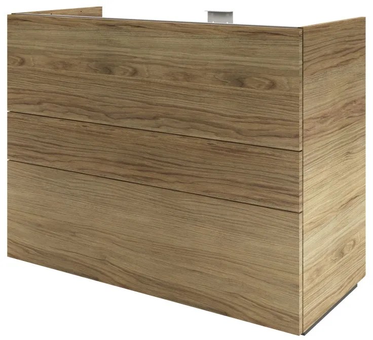 Mobile da bagno a terra L 105 x H 84 x P 48 cm rovere miele, 3 cassetti Apertura push-pull SENSEA Neo Line, Maniglie acquistabili separatamente