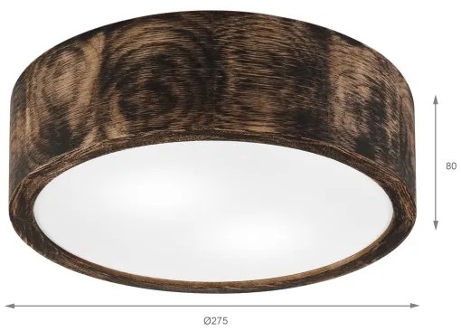 Plafoniera bagno OAK SMOKY 2xE27/15W/230V IP54 Ø27,5 cm rovere/marrone