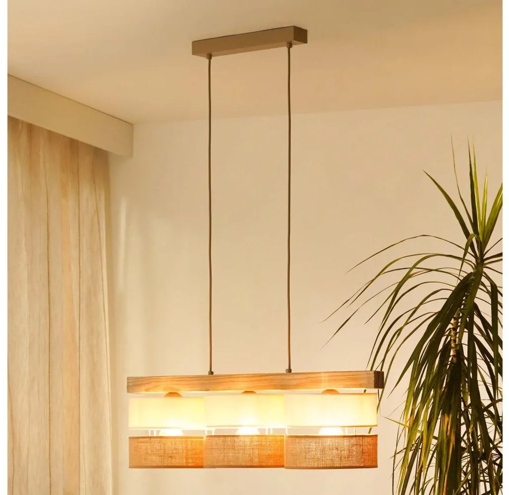 Brilagi - Lampadario a sospensione con filo FOREST 3xE27/15W/230V pino/beige/color crema