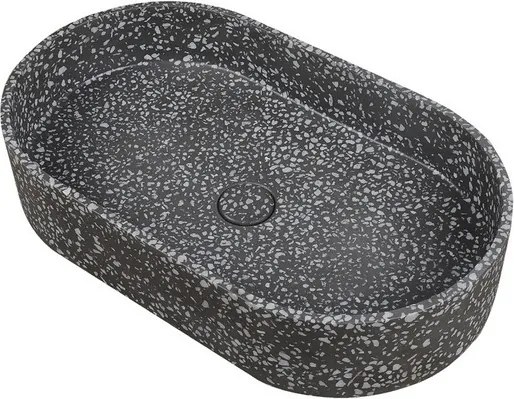 Lavabo da appoggio ovale con finitura terrazzo nero | KTERL-600N - KAMALU