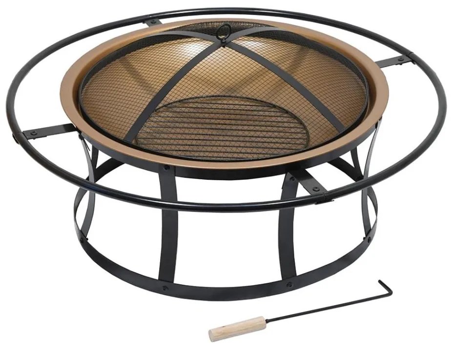 Griglia portatile a legna nero/rame