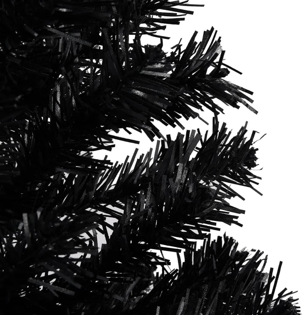 Albero di Natale Preilluminato con Palline Nero 150 cm PVC