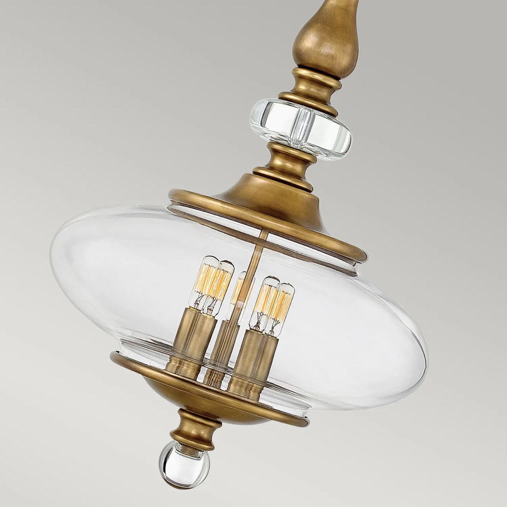 Lampadario Contemporaneo Wexley Acciaio Ottone Antico 5 Luci E14