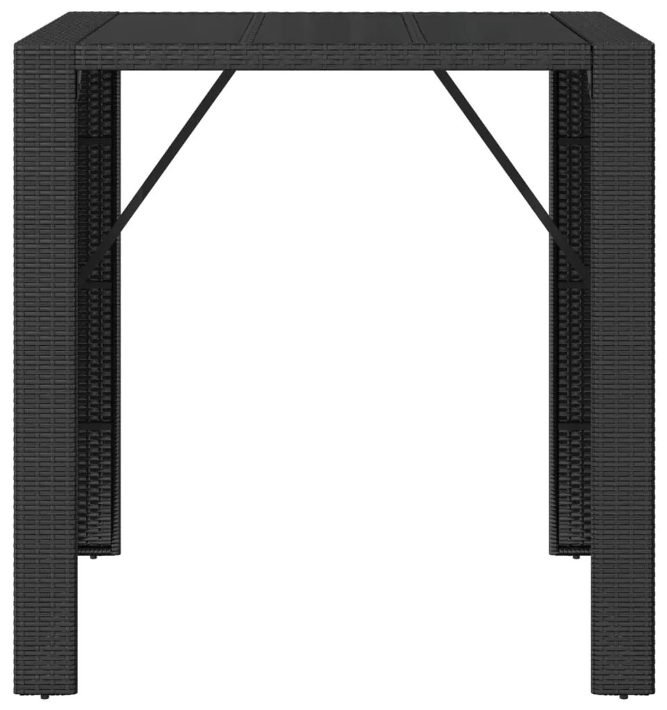 Tavolo bar con piano in vetro nero 105x80x110 cm polyrattan